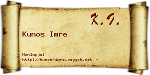 Kunos Imre névjegykártya
